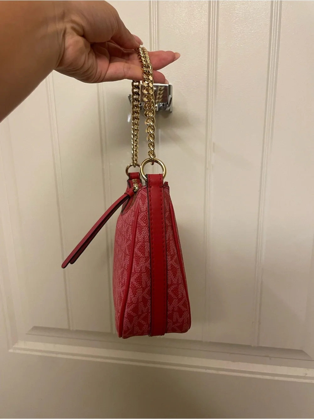 Michael Kors Red Logo Chain-Handle Shoulder Bag